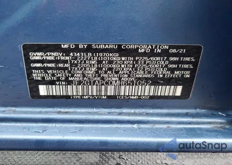 2021 Subaru Crosstrek Premium z USA, uszkodzony, nr VIN JF2GTAPC0MH651052